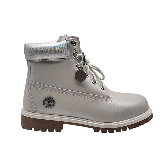 Timberland Metallic Gray Collar Waterproof Premium 6 inch Boots A5SUW Size 7 - Picture 1 of 7